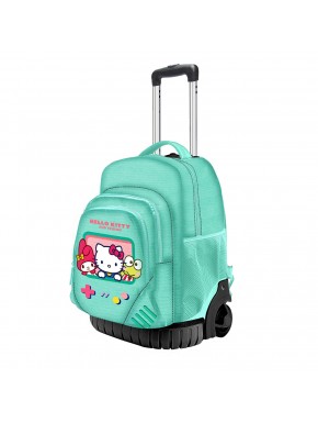 Mochila escolar Hello Kitty turquesa con ruedas