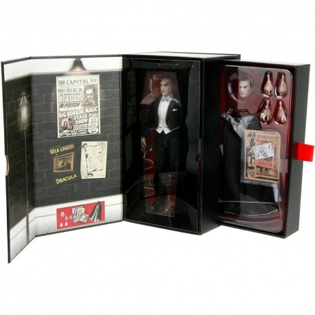 Figura de Drácula de Bela Lugosi con capa y accesorios