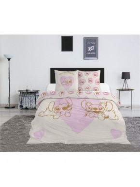 Funda nórdica de Stitch y Angel Disney en cama de 135 cm