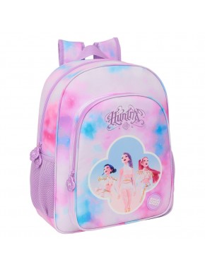 Mochila rosa Kpop Demon Hunters com design de guerreiras