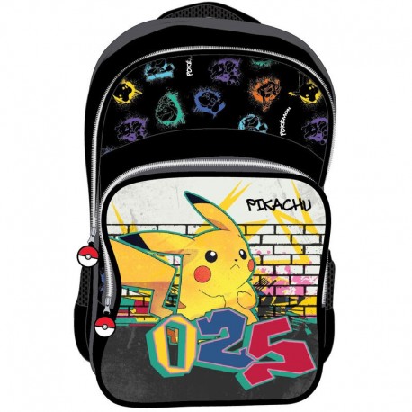Sac à dos noir Pikachu Pokémon 42cm avec design graffiti