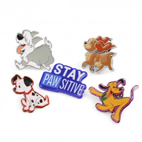 Set de 5 pins de chiens Disney, incluant un pin motivant.