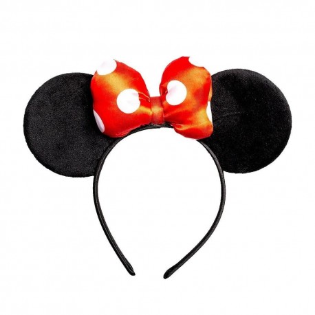 Serre-tête Minnie Disney avec oreilles noires et nœud rouge