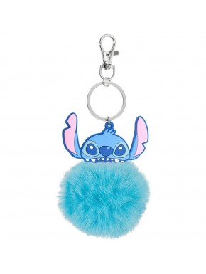 Llavero con pompón azul y detalle de Stitch en 3D