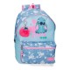 Mochila azul de Stitch Disney con llavero de pompón rosa