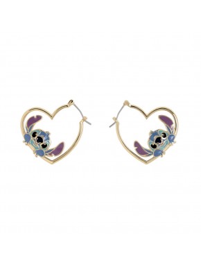 Boucles d'oreilles en forme de cœur avec personnage Stitch