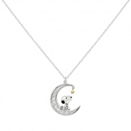Pendentif Lune Snoopy avec pierres scintillantes.