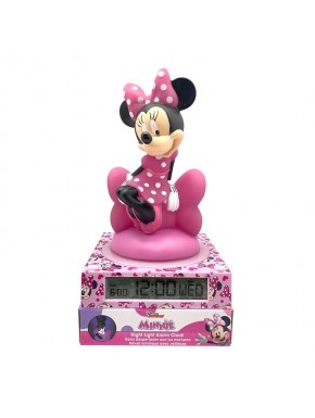 Lámpara 3D con despertador de Minnie Mouse de Disney