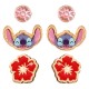 Lot de trois paires de boucles d'oreilles Disney Stitch