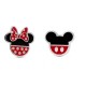 Boucles d'oreilles Minnie Disney en laiton plaqué argent avec nœud rouge