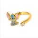 Bague réglable Stitch plaquée or avec pierre scintillante
