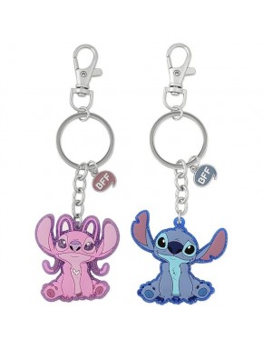 Llaveros Disney Angel rosa y Stitch azul