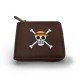 Cartera marrón One Piece con logo del sombrero de paja