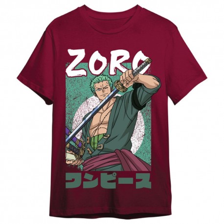 Camiseta borgonha Roronoa Zoro One Piece