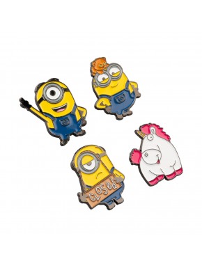 Ensemble de 4 pin's Minions avec licorne, alliage de zinc