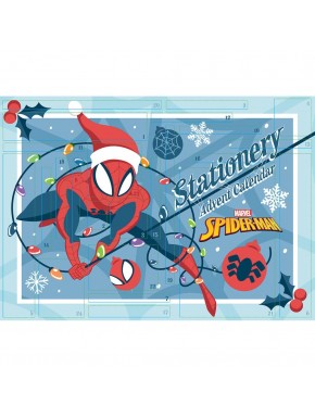 Calendário do Advento Spiderman Marvel com itens de papelaria