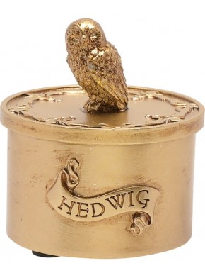 Caixa de joias dourada Hedwig Harry Potter em resina