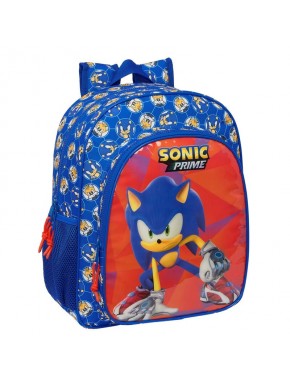 Mochila azul Sonic Prime con diseño de personajes