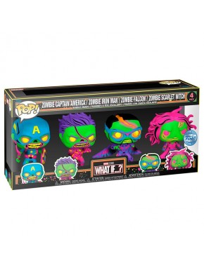 Blister 4 Figuras POP Marvel What If? Exclusivo Luz Negra