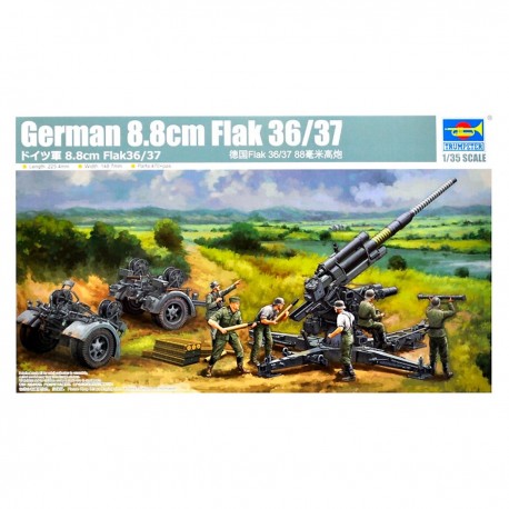 Modelo German 8,8cm Flak 36/37 em escala 1/35 de Trumpeter