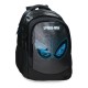 Mochila negra de Spider-Man con diseño de ojos y telarañas azules