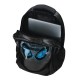 Mochila negra de Spider-Man con diseño de ojos y telarañas azules