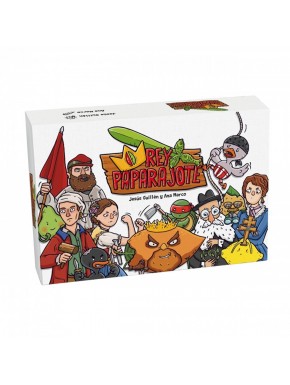 Caja del juego de mesa Rey Paparajote con cartas y personajes