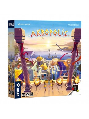 Caixa do jogo de tabuleiro Akropolis da Devir
