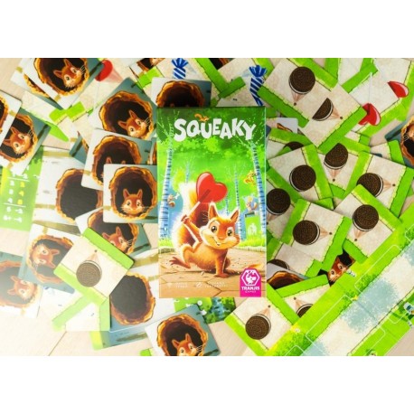 Jogo de Tabuleiro Squeaky com cartas e tabuleiro