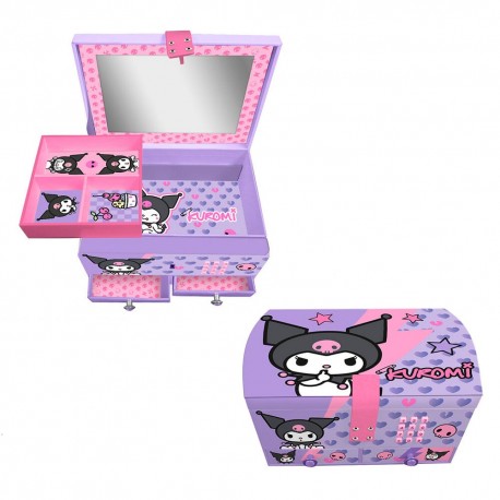 Caixa de joias secreta Kuromi Hello Kitty em roxo e rosa