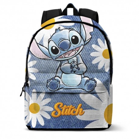 Sac à dos bleu Disney Stitch avec marguerites