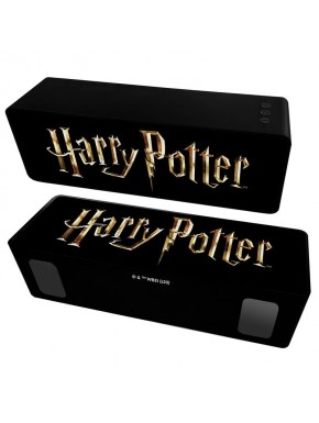 Alto-falante portátil preto Harry Potter com logo dourado