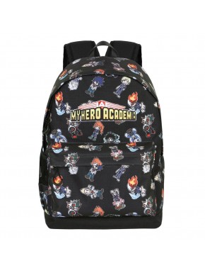 Mochila negra My Hero Academia con personajes de anime