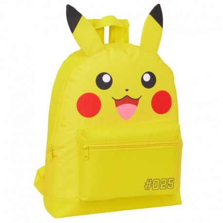 Mochila amarela Pikachu Pokémon com orelhas
