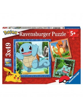 Caja y piezas de puzzle Pokémon de 3x49 piezas de Ravensburger
