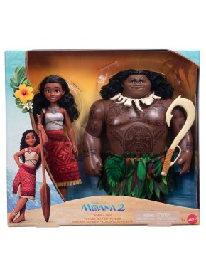 Blister con figuras de Vaiana y Maui de Moana 2 Disney.