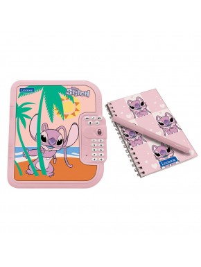 Diario electrónico Angel Stitch Disney con cuaderno y bolígrafo