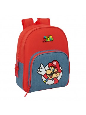 Sac à dos rouge Super Mario avec poche bleue