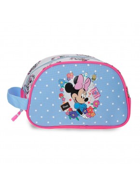 Neceser azul Minnie Disney con diseño de flores