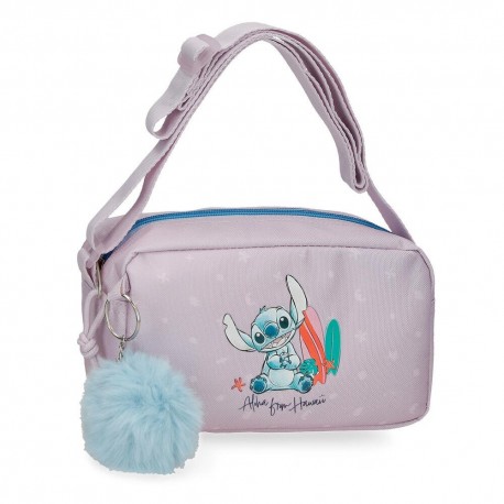 Bolsa tiracolo Disney Stitch From Hawaii com pompom azul