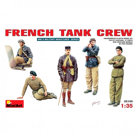 Conjunto de figuras de tripulação de tanque francês da MiniArt em escala 1/35