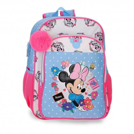 Sac à dos Minnie Disney avec fleurs et pompon rose