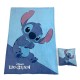 Conjunto de manta e almofada Stitch Disney azul