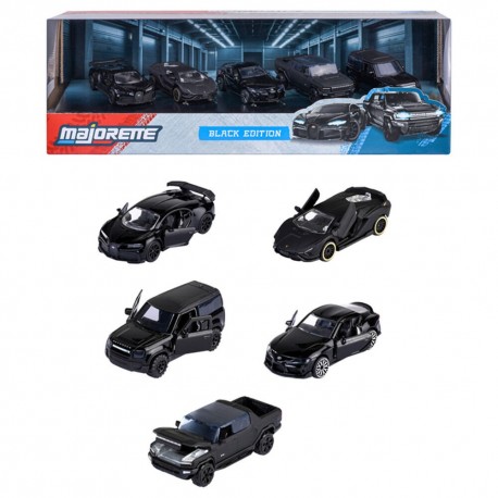 Conjunto de 5 carros pretos Majorette Black Edition