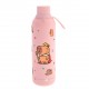 Garrafa térmica rosa com design de capivara da Aurea