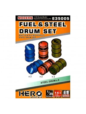 Set de bidones de combustible y acero para modelos 1/35 de Hero Hobby Kits