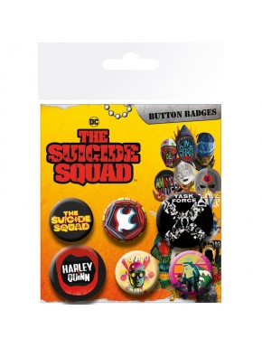 Chapas del Escuadrón Suicida de DC Comics en amarillo
