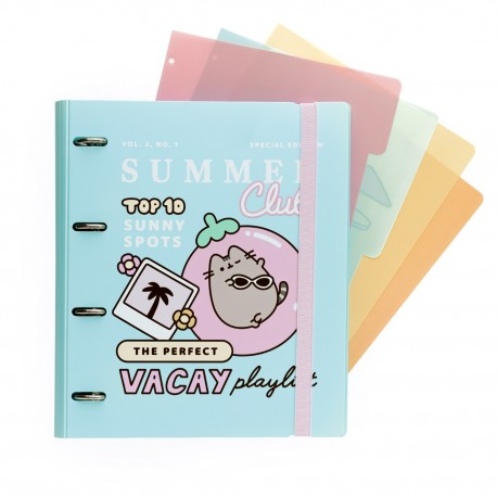 Carpeta azul Pusheen con separadores de colores