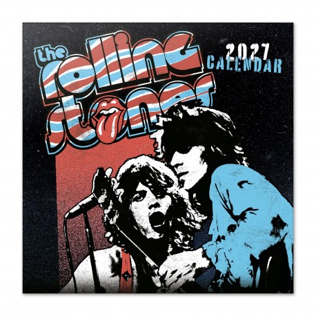 Capa do calendário 2027 dos Rolling Stones com ilustração e logotipo.