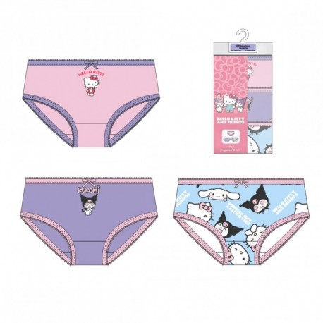 Pack de braguitas Hello Kitty 100% algodón, 3 piezas, diseño infantil